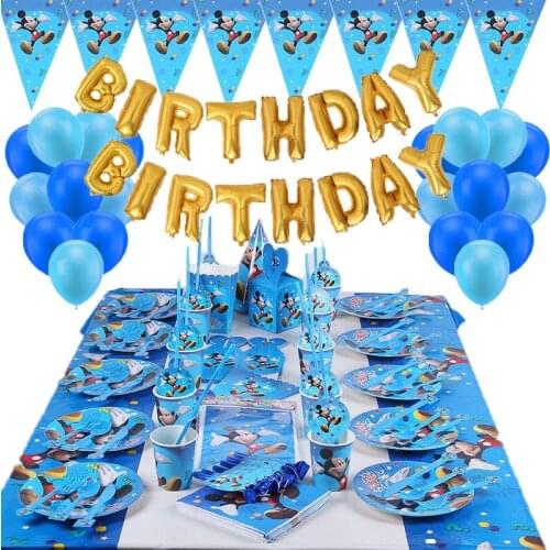 Disney Mickey Mouse Baby Shower Disposable Tablecloth Cup Plate Mickey Cartoon Theme Kids Boy Favors Happy Birthday Supplies