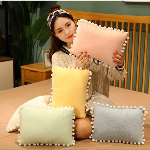 34cm Ins Plush Long Colorful Pillow Soft Rectangle Cushion Kawaii Stuffed Plush Toys For Children Baby Pillow Kids Toy Girl Gift