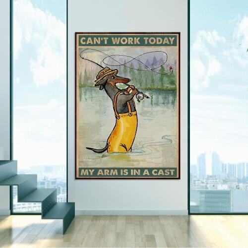 Fisher Fishing Dachshund Dog Lovers art print home decor poster