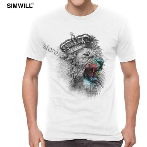 Cool King Lion T Shirts Men Breathable Soft Cotton Tees O Neck Short Sleeves T-Shirts