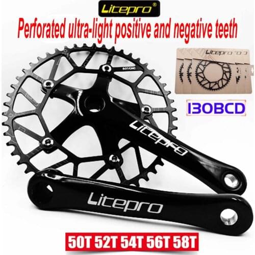 Litepro 130BCD Ultralight Crankset Positive and Negative Tooth Round Single Disc 50T 52T 54T 56T 58T Aluminum Alloy Bike Parts