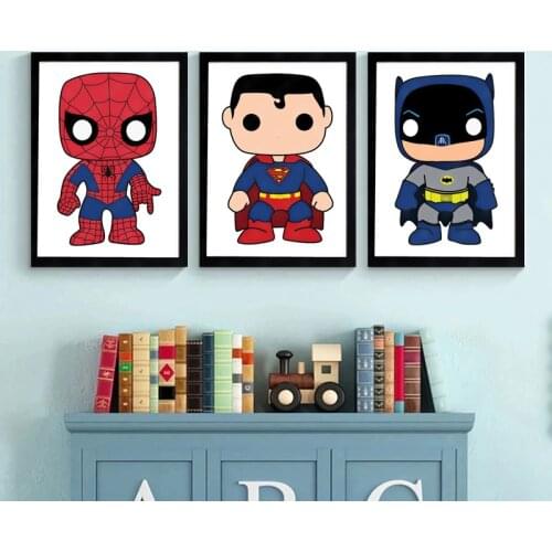 Cartoon Superheroes Canvas Painting Spiderman Marvel Poster Print Nordic Mural Children Wall Art Cuadros Living Room Home Decor