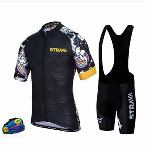 STRAVA 2021 New Mens Cycling Professional Bike Jersey Short Sleeve- Moisture Wicking Breathable Quick Dry Biking Shirt Suits