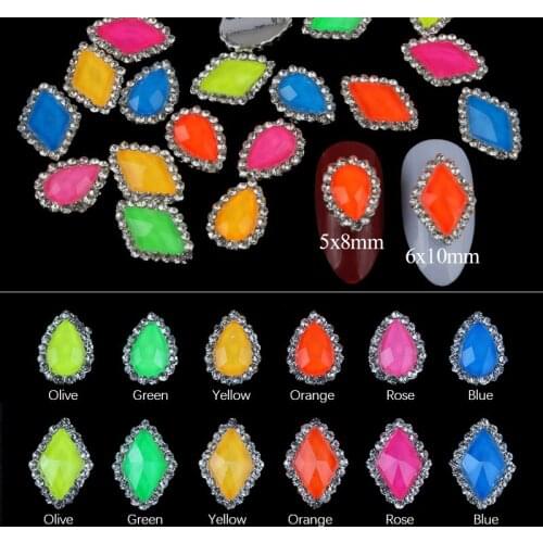 New alloy Nail Art Rhinestone Fluorescence color Silver Crystal Metal Bottom Strass 3D Nail Decorations Accessories