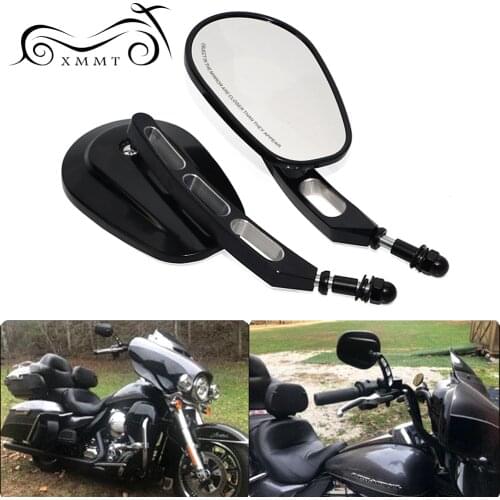 Pair Motorcycle Black Left & Right Side Tapered Cut Stem Rearview Mirror For Harley Sportster 883 1200 Softail Touring Dyna