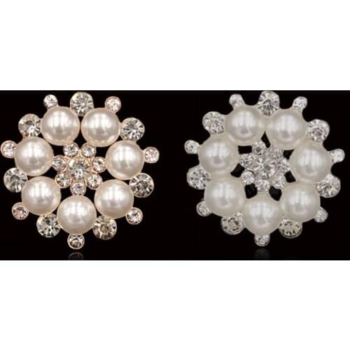 10Pcs Lot Craft Pearl Snowflake Rhinestone Buttons Flower Round Cluster Flatback Wedding Embellishment Jewelry Craft