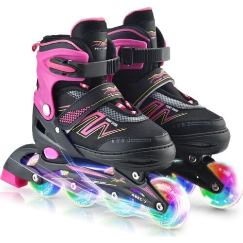 Inline Skates Outdoor Roller Skates Adjustable Rollerblades Illuminating Wheels Children Tracer Adjustable Patines 4 Rodas