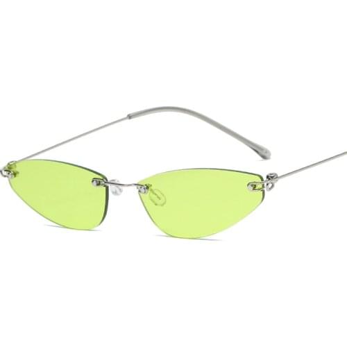 2021 New Frameless Triangle Cat Eye Sunglasses Women Vintage Sun Glasses Fashion Men Cat Eye Sun Glasses UV400