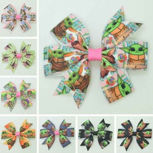 SUPWRF 1pcs 8 pcs Cartoon Hair Bows With Clip For Baby Girls Ribbon Hair Clip Boutique Barrettes Headwear Hair Accessories 3.1"
