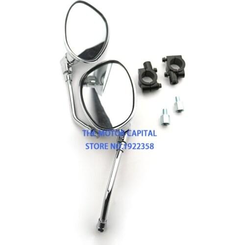 Good quality Universal Motorcycle 8mm 10mm ChromeSide Rearview Mirrors fit most Motorcycle