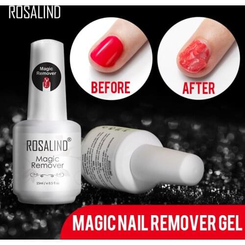 ROSALIND Easy Off Magic Remover Nail Gel Remover Cleaner Nail Polish Within 2-3 MINS 15ml Magic Removal Varnishes Base Top Coat