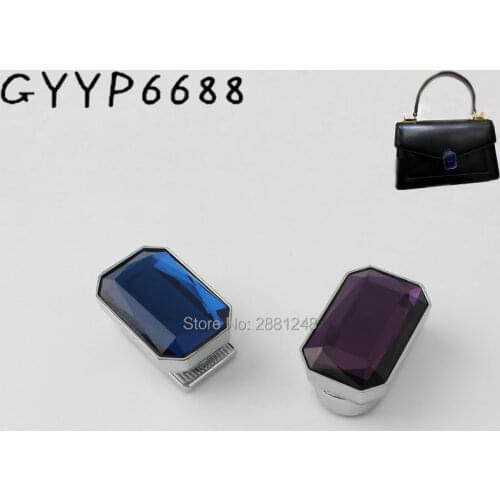 High quality fashion Multi-faceted Resin gem Making Bags' Trunk Lock Snap Clasps Female bag lock Purse Metal push Spin Lock