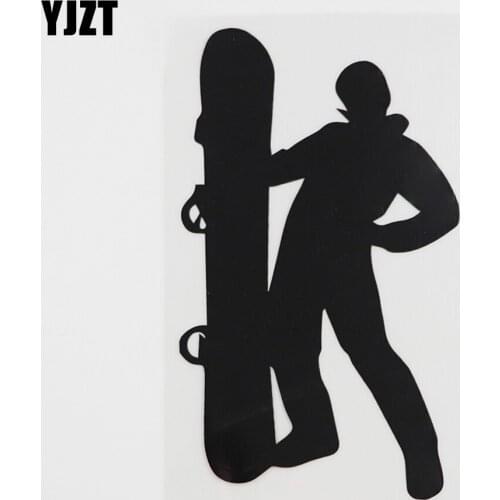 YJZT 9.7CMX16.5CM Snowboarder Pose Extremsportarten Decal Vinyl Car Sticker Black/Silver 8A-0223