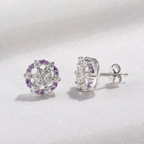 925 Sterling Sliver Stud Earrings For Women Girls Cubic Zirconia Lovely Flower Ear Stud Delicate Gifts Elegant Fine Jewelry