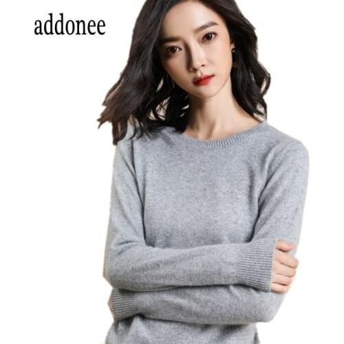 High Quality New Arrival Spring Autumn Winter Cashmere Knit Women O-Neck Basic Pullover Sweater Long Sleeve Pure Color Loose
