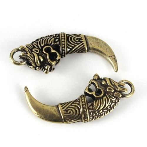 1pcs Retro Brass Dragon Pendants myth Animals Pendant Necklace Jewelry Leather Craft Bag Purse Leather Belt Decoration Parts