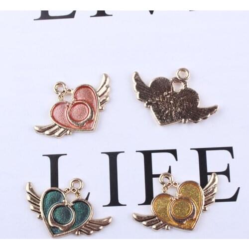 10pcs DIY love wings enamel charms pendants Handmade Jewelry Making earrings bracelet necklace keychain accessories