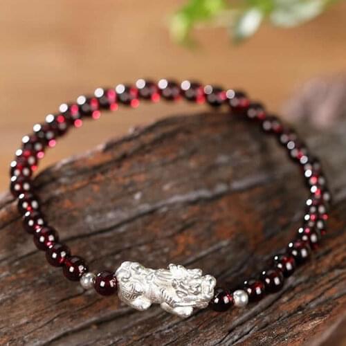 100% Natural Garnet Beads Bracelet 5mm Beads Garnet Elastic line Bracelet