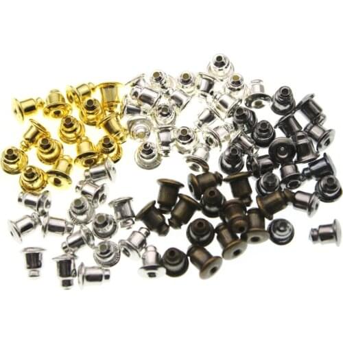 100pcs 5x6mm Earring Studs Post Backs Stopper Scrolls Ear Findings DIY Blocked caps Earring Backs Stoppers Ear Accessories