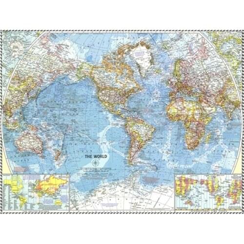 1960 World Atlases Map Frameless Painting World Map Wall Sticker 150*100cm Posters and Print for School Office Home Supplies