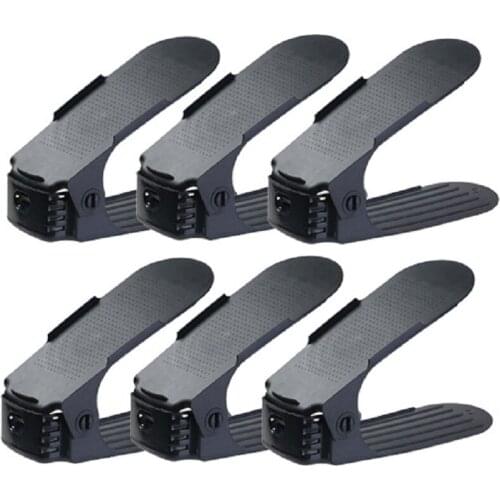 2/4/6pcs Shoe Rack Adjustable Shoes Organizer Storage Footwear Durable Support Slots Space Save Cabinet Closet Stand