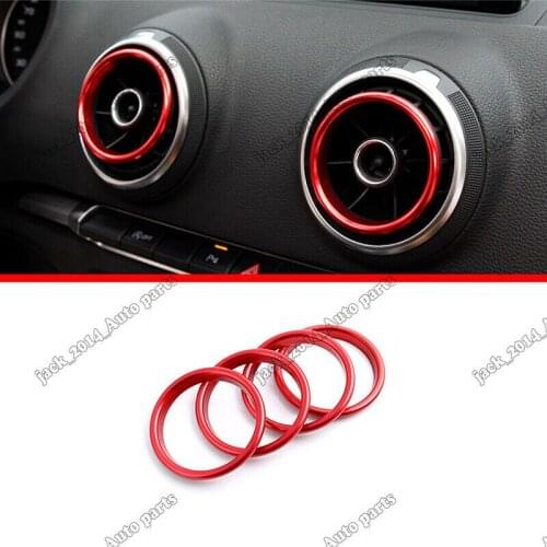 2013-2018 For Audi A3 S3 RS3 8V Red Interior Air Vent Outlet Ring Trim 8pcs/set