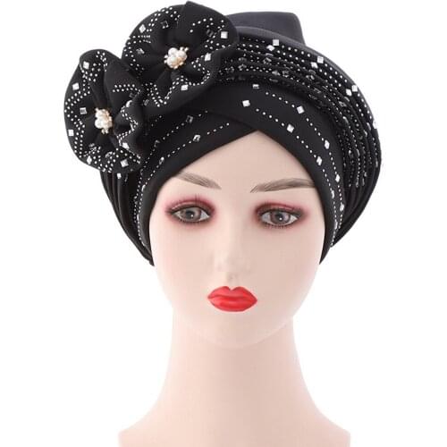 2021 African Auto Geles Aso Oke Headtie Already Made Headties Shinning Sequins Turban Cap For Women Ready Female Head Wraps