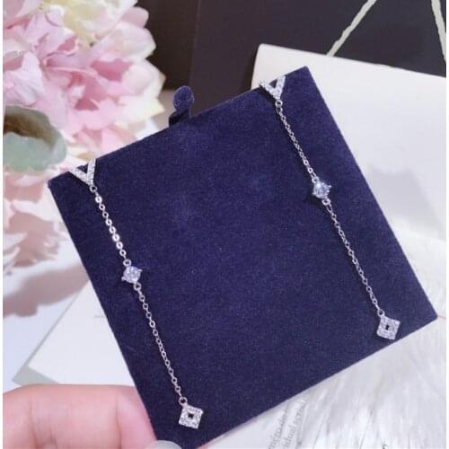 925 Sterling Silver AAAAA zircon Sona CZ Wedding Long Dangle V Shape Earrings For Women Fashion Jewelry Top Quality