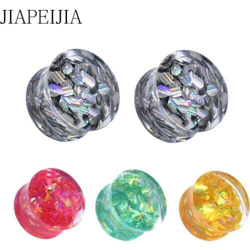 Acrylic Ear Tunnels Gauge and Plug Multicolor Fish Scale Sequins Ear Expander Stretcher Piercing Earrings