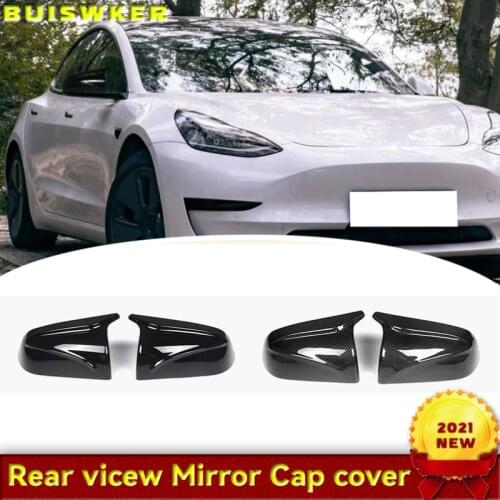 Model3 Accessories Car Side Mirror Cover For Tesla Model 3 2021 Mirror Cover Carbon Fiber ABS Model Three Rearview New