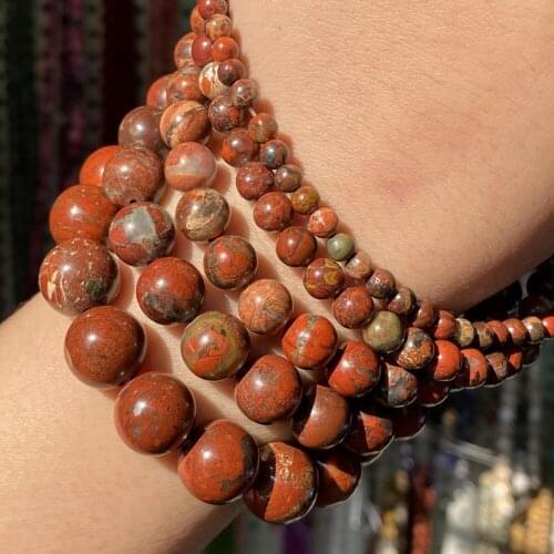 Red Natural Jaspers Stone Beads Round Loose Spacer Beads For Jewelry Making Diy Bracelet Necklace Accessories 4 6 8 10 12mm 15