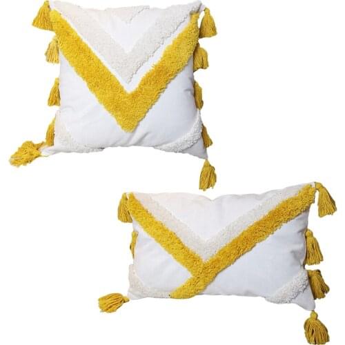 Tasseled Cushion Covers Bohemian Decorative Throw Pillow Case Pillowcases for Couch Livingroom Sofa Bed with Invisible Zipper