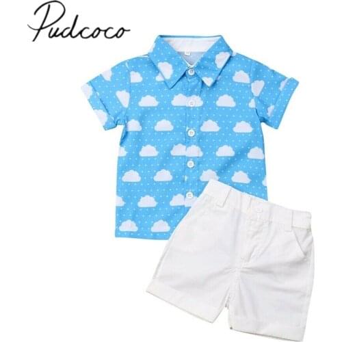 2019 Baby Summer Clothing Kids Boys Casual Clothes Cloud Print T Shirt Short Sleeve Tops+Shorts Bottoms 2pcs/Set Outfits 1-6T