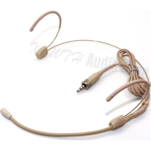 Double Earhook Headworn Headset Microphone Condenser Mic for Sennheiser Wireless Bodypack Transmitter 3.5mm Screw Locking Plug