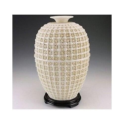 Exquisite Beautiful Chinese White Porcelain handmade ceramic hollow-out Vase