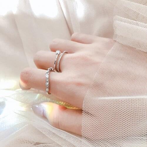 Water Drop Zircon Rings Open Adjustable For Women Irregular Simple Design Fashion Lady Party Jewelry Finger Ring Gifts BOYULIGE