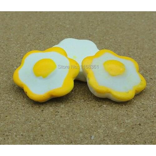 Resin flat back poached egg biscuit 18mm Cabochons Hair Bow Center Card Frame Making Craft DIY B110-13
