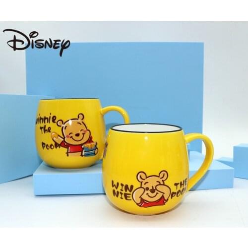 Disney Ceramic Mug Winnie the Pooh Cartoon Breakfast Cup Simple Coffee Milk 420ml Household Water Cup