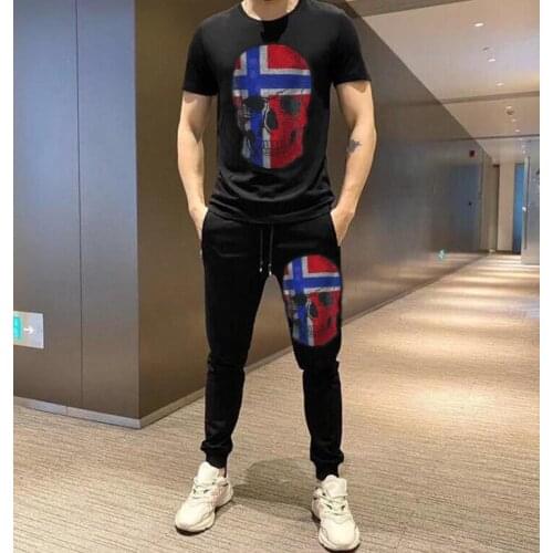 Two Piece Suit Rhinestone design New Cotton Fashion MenS High Quality drop shipping