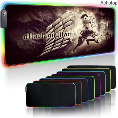 Attack on Titan DIY Custom Mouse Pad RGB LED Large Gaming Mouse Pad Laptop Desk Pad for Player Speed Comfortable and Durable Mat
