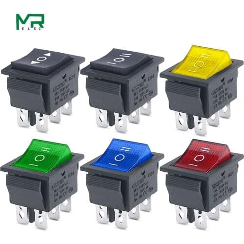 KCD4 1PCS Rocker Switch Power Switch ON-OFF-ON 3 Position 6 Electrical equipment With Light Switch 16A 250VAC/ 20A 125VA