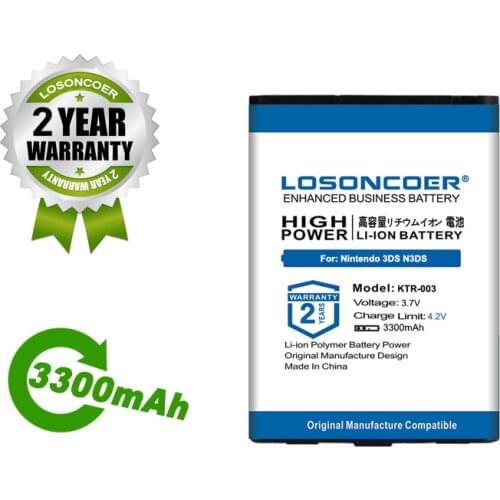 LOSONCOER 2300-3300mAh KTR-003 CTR-003 Battery For Nintendo 2DS 3DS N3DS For New Nintendo 3DS N3DS Battery