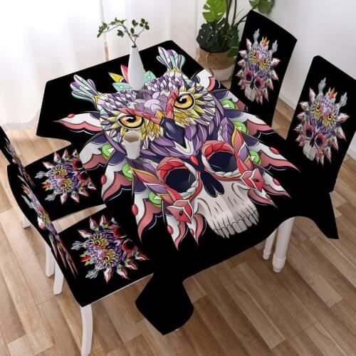 Skull Owl Tablecloth Waterproof Oilcloth Decorative Tapete Party Banquet Table Cover Dining Table Cover Protector
