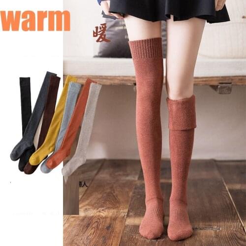 Knee Socks Women Stockings Autumn and Winter Korean Stockings Extra Thick Fluffy Loop Warm Fashion Calcetines Mujer