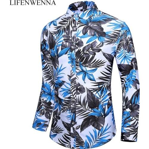 2020 New Fashion Flower Printed Long Sleeve Shirts Men Spring Casual Plus Size 5XL 6XL 7XL Shirts Mens Business Office Shirt