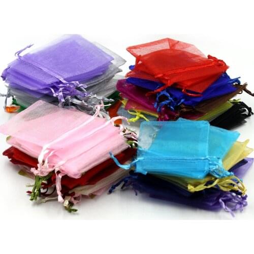 Wholesale 100pcs Organza Colorful Bags for Wedding Gift Bags Jewelry Packing Pouche 7*9 9*12 10*15 11*16 13*18 15*20 17*23 20*30