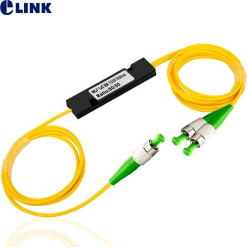 10pcs 1x2 FBT Opitcal Splitter 50/50 40/60 30/70 ratio FC/APC ABS box Type Dual Window 1310/1550nm Fiber fused coupler 1m 3.0mm