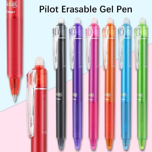Original Pilot FriXion Clicker Ball Knock 0.5mm Erasable Gel Pens Fine Point Black Blue Red 10 colors LFBK-23F-B (Japan Import)