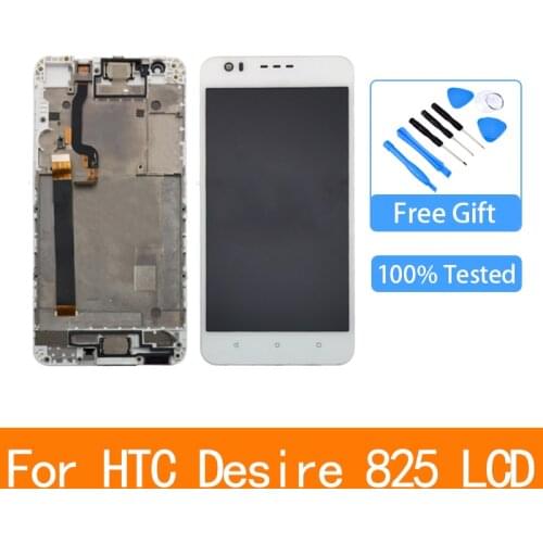 Original For HTC Desire 825 LCD screen assembly with front case touch glass,5.5 inches LCD Display