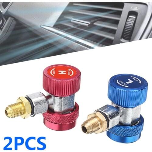 2pcs R1234yf Quick Coupler Connector Adapter Air Conditioning Refrigerant Brass Metal Accessories